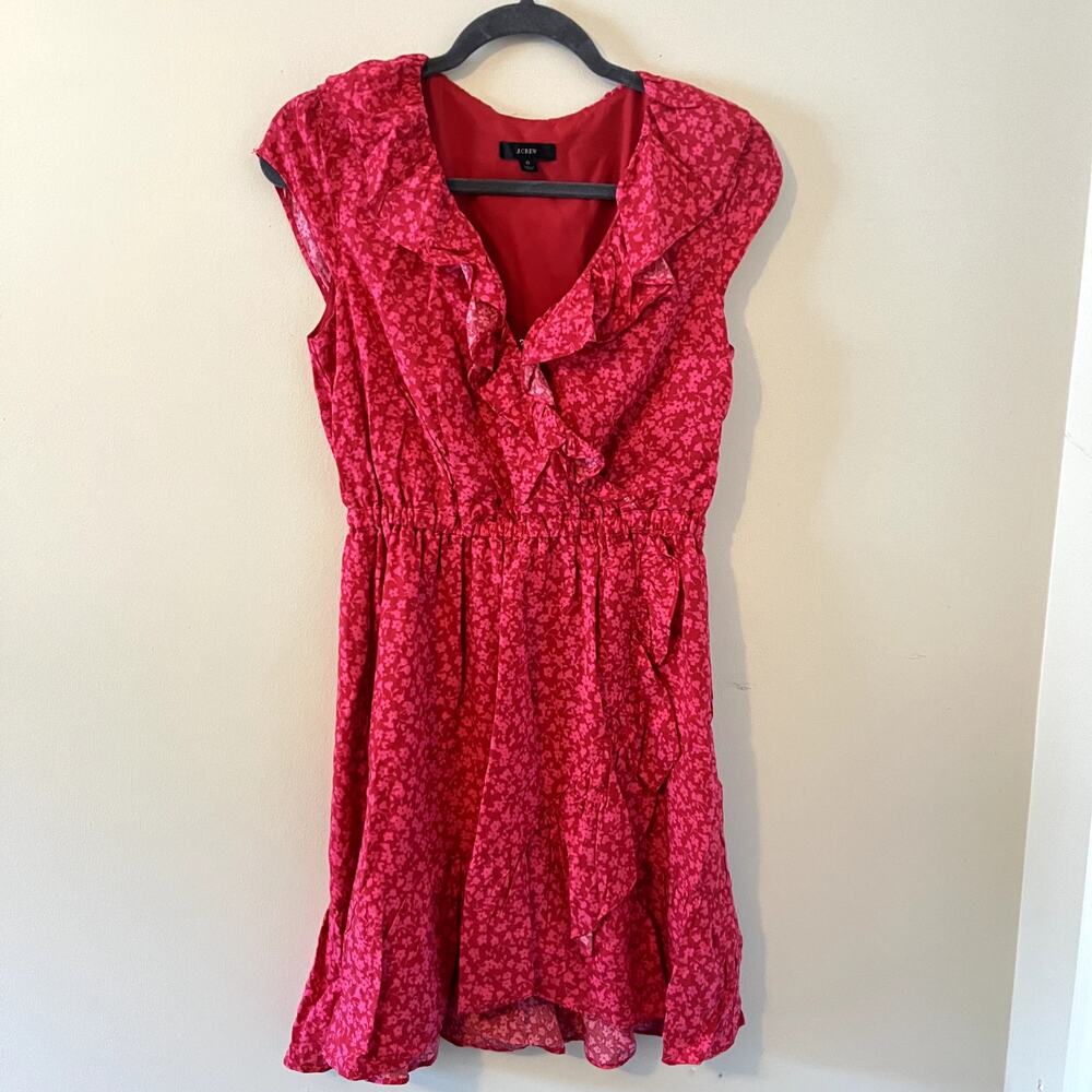 J.Crew Floral Pink and Red Midi Dress Women's 0